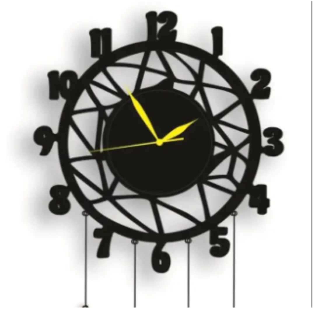Hanging wooden wall clock Retro Big wall clock Home decoration ,office ,Bed room wall clock ,color - Black ( size - 12 inch ) by Doob Cart