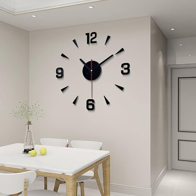Luxury Decor 3D DIY Wall Clock,Round Stylish Modern Wall Clock,Battery Operated Non-Ticking Hanging Clocks,for Office,Dining Room,Class Room 30 cm by Doob Cart