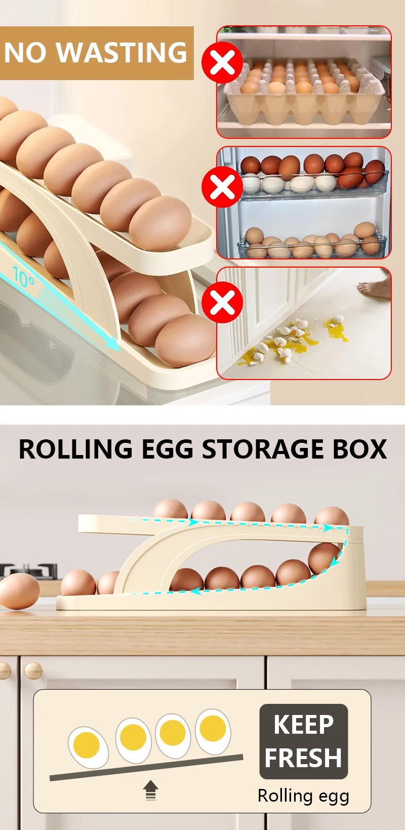 Rolling Egg storage box