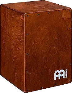 Stringed Birch Wood Compact Acoustic Jam Cajon - Wooden Hand Drum Percussion Box with Internal Guitar Strings, Deep Bass, Classic Slap, and Crackle Sound - For Kids, Teens, and Adults